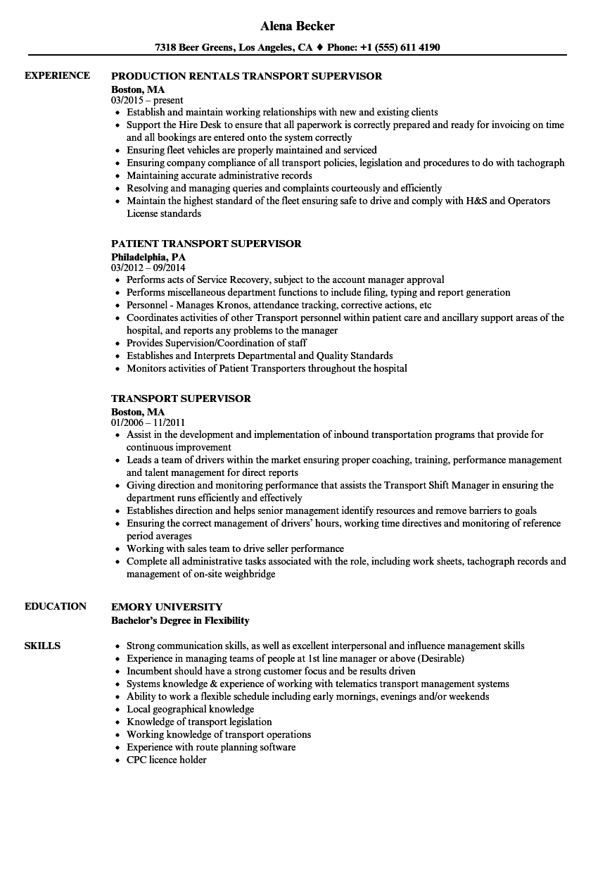 transportation-supervisor-job-responsibilities