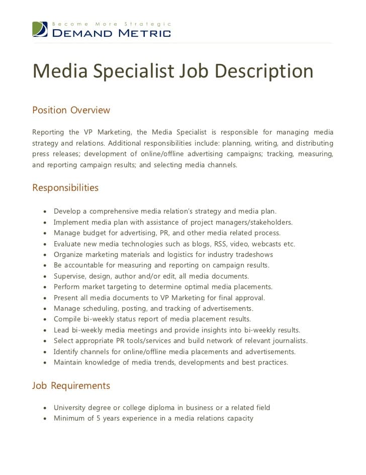 media-specialist-job-responsibilities