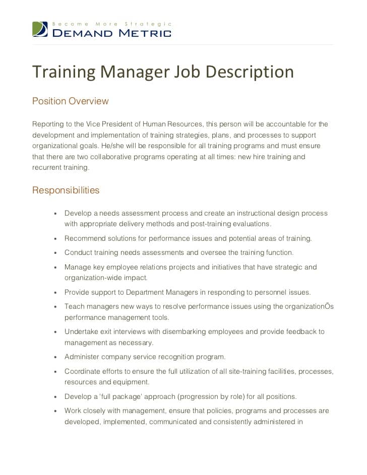 training-manager-job-responsibilities