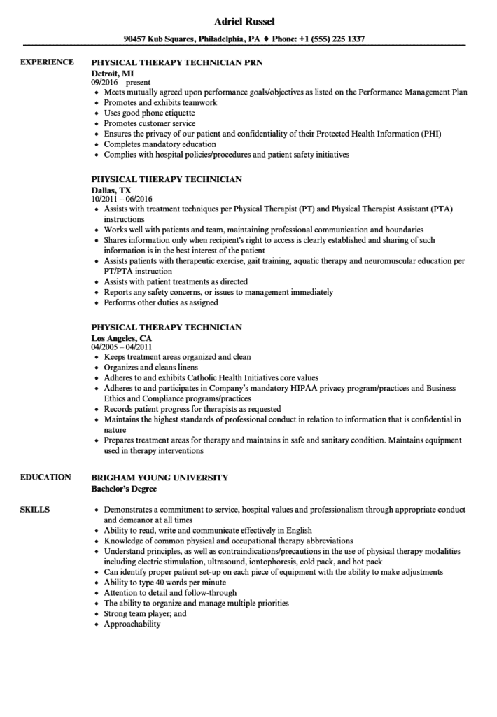 Physical Therapy Technician Job Responsibilities Job Responsibilities