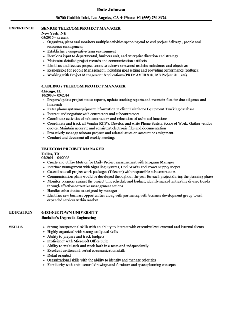 Telecom Project Coordinator Job Responsibilities – Job Responsibilities